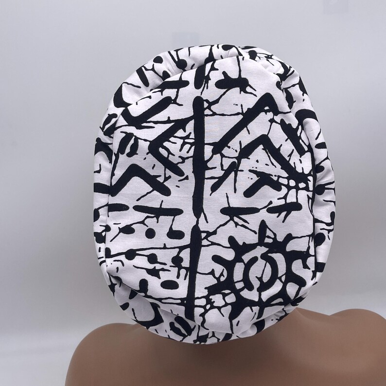 Black & White Niceroy Scrub Cap: Euro Style Nurse Hat image 6