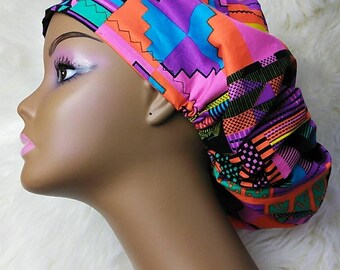 Adjustable Ankara Scrub Hat: African Print Surgical Cap