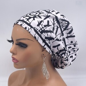 Black & White Niceroy Scrub Cap: Euro Style Nurse Hat image 1