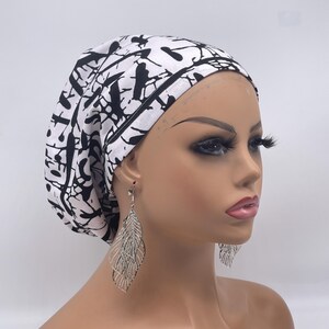 Black & White Niceroy Scrub Cap: Euro Style Nurse Hat image 5