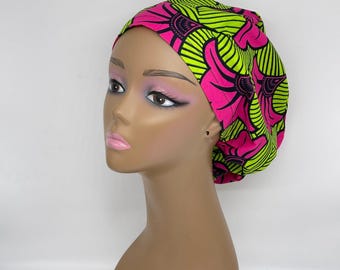 Ankara Surgical Scrub Cap: African Print Nursing Hat with Satin Lining