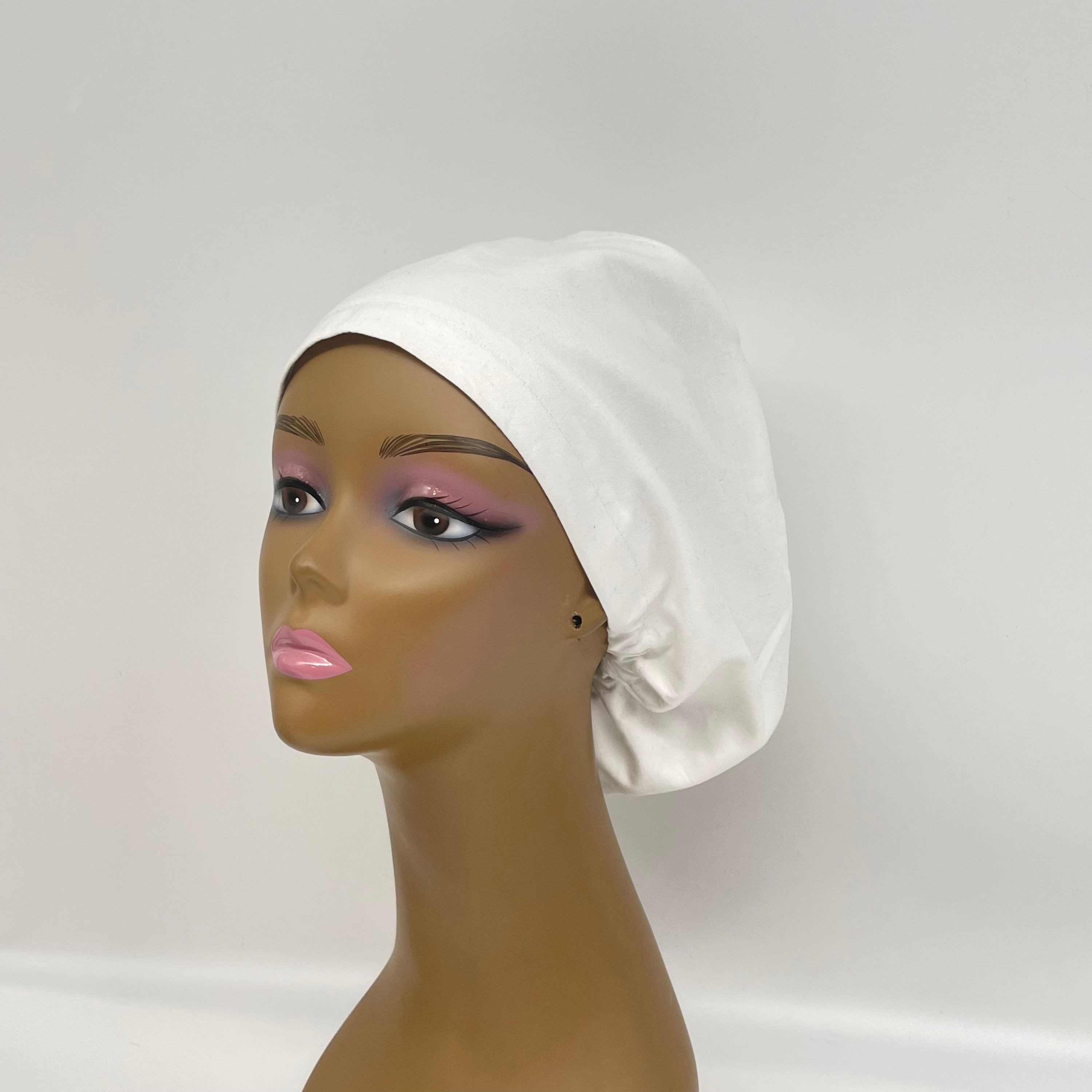Niceroy solid WHITE SCRUB Hat, Europe style surgical scrub hat nursing Medical caps satin lining option scrub cap scrub