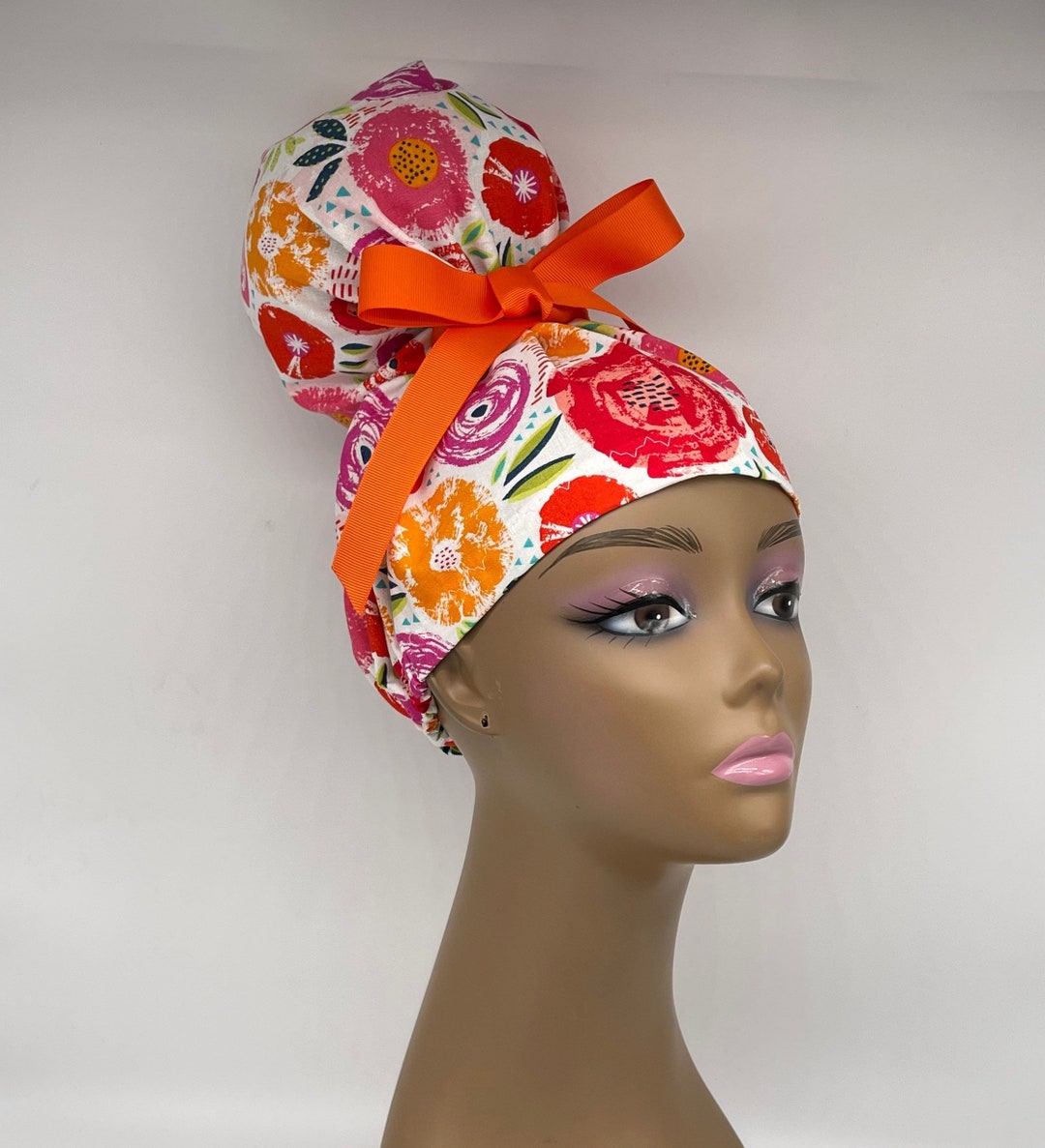 NICEROY HIGH BUN Satin Lined Scrub Cap, Ponytail Scrub Caps, Scrub Cap