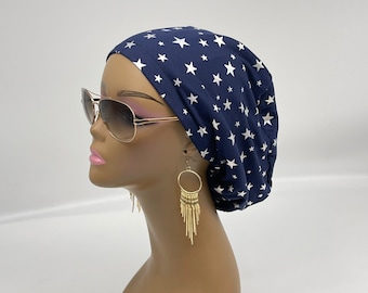 Niceroy surgical SCRUB HAT CAP, Soft Navy Blue and silver stars stretchy fabric Europe style hat and medical hats with satin lining option.