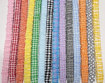 Cordón para coletero de cuadros vichy: llavero de algodón con porta credencial