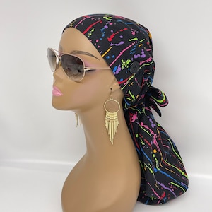 Adjustable Dread Locs and Long braids HAT Cap, Long pony style nursing caps made with cotton fabric and satin lined for Braids, locs