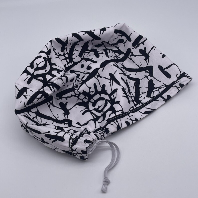 Black & White Niceroy Scrub Cap: Euro Style Nurse Hat image 8