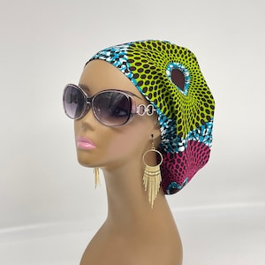 Ankara African Print Scrub Cap: Satin Lined Surgical Hat