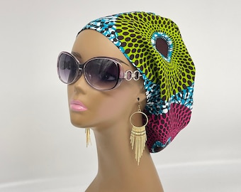 Ankara African Print Scrub Cap: Satin gefütterter chirurgischer Hut