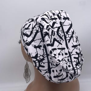 Black & White Niceroy Scrub Cap: Euro Style Nurse Hat image 4