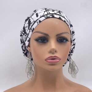 Black & White Niceroy Scrub Cap: Euro Style Nurse Hat image 3