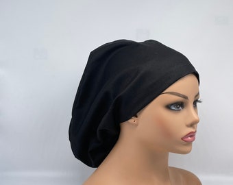 Niceroy BLACK EUROPE STYLE surgical scrub hat nursing caps cotton fabric hat with satin lining option