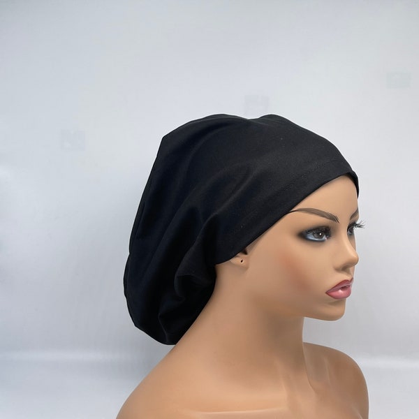 Niceroy BLACK EUROPE STYLE surgical scrub hat nursing caps cotton fabric hat with satin lining option