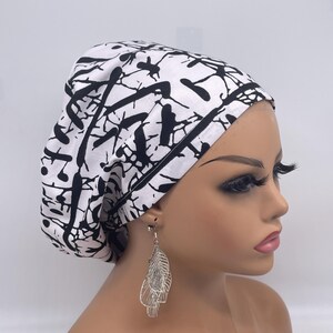 Black & White Niceroy Scrub Cap: Euro Style Nurse Hat image 2