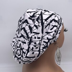 Black & White Niceroy Scrub Cap: Euro Style Nurse Hat image 7
