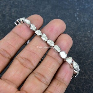 Natural Polki Diamond Bracelet 925 Sterling Silver Pave Diamond Bracelet,Rose Cut Diamond Fine Tennis Bracelet Gift For Mom, Gift For Sister