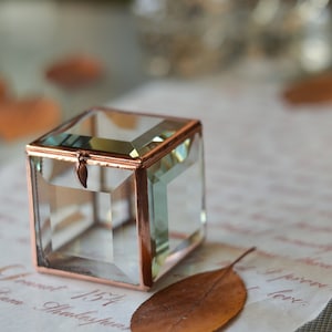 Glass Box, engagement ring box, square ring box, jewelry box, geometric glass box, wedding ring box, ring holder, ring box
