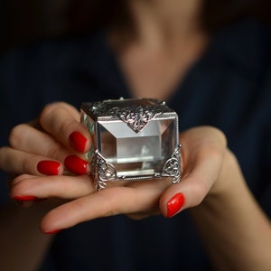 Ring Box, Wedding Ring Box, Glass Jewelry Box, Glass ring holder, Engagement ring box, Geometric box, Glass ring box