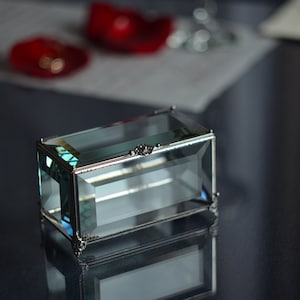 Boîte d&#39;origine, Boîte à alliances, Boîte à bijoux en verre, Porte-bague en verre, Boîte en verre, Boîte géométrique, Boîte à bagues exclusive, Boîte à bijoux, Cadeau