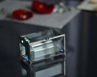 Original Box, Wedding Ring Box, Glass Jewelry Box, Glass ring holder, Glass Box, Geometric box, Exclusive ring box, Jewelry Box, Gift