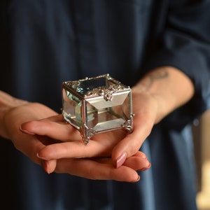 Caja para anillos, Caja para anillos de boda, Caja para joyas de cristal, Soporte para anillos de cristal, Caja para anillos de compromiso, Caja geométrica, Caja para anillos de cristal, Caja para bodas, Caja de cristal