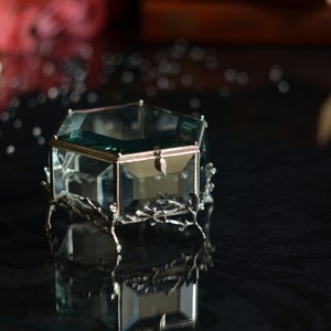 Ring Box,Glass ring box for wedding and engagement, Wedding Ring Box, Glass Jewelry Box,Glass ring holder, Engagement ring box,Hexagonal box image 1