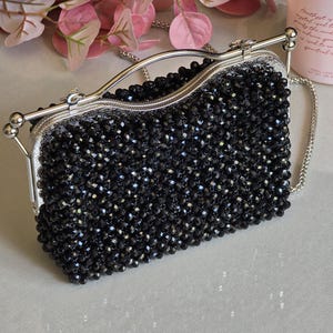 Crystal Beaded Handbag, Evening Handbag, Wedding Handbag, Crystal Beaded Clutch, Crystal Wedding Handbag, Handmade Beaded Bag