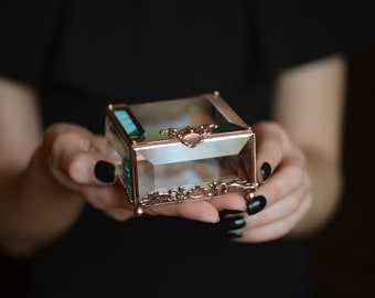 Ringbox aus Glas für Hochzeit und Verlobung, Ringschachtel, Schmuckschatulle, Ringhalter aus Glas, Ringbox für Hochzeit und Verlobung