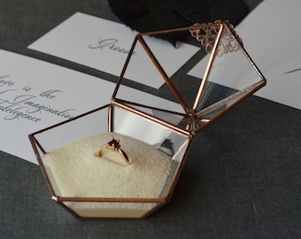 Ring Box,Wedding Ring Box,Glass Jewelry Box,Glass ring holder,Engagement ring box
