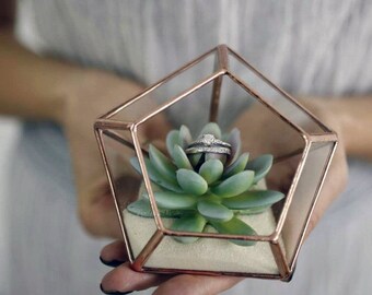 Ring Box,Wedding Ring Box,Glass Jewelry Box,Glass ring holder,Engagement ring box