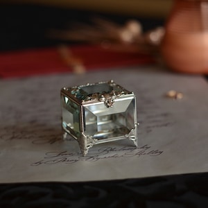 Boîte à bagues, Boîte à alliances, Boîte à bijoux en verre, Porte-bagues en verre, Boîte à bagues de fiançailles, Boîte géométrique, Boîte à bagues en verre, Boîte de mariage, Boîte en verre