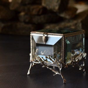 Caja original, caja para anillos de boda, caja de cristal para joyas, soporte de cristal para anillos, caja para anillos de compromiso, caja geométrica, caja exclusiva para anillos