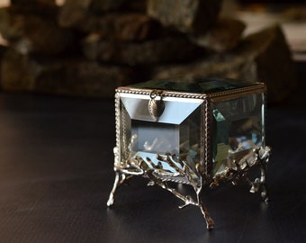 Original Box, Wedding Ring Box, Glass Jewelry Box, Glass ring holder, Engagement ring box, Geometric box, Exclusive ring box