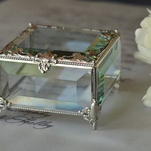 Ring Box,Glass ring box for wedding and engagement, Wedding Ring Box, Glass Jewelry Box, Glass ring holder, Engagement ring box