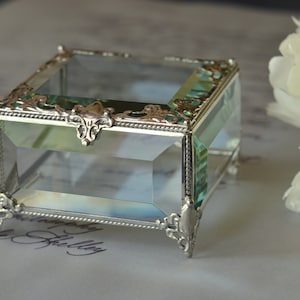 Ringbox, Glasringbox für Hochzeit und Verlobung, Eheringbox, Glasschmuckschatulle, Glasringhalter, Verlobungsringbox