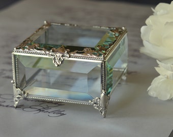 Ringbox, Glasringbox für Hochzeit und Verlobung, Eheringbox, Glasschmuckschatulle, Glasringhalter, Verlobungsringbox