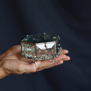 Ring Box,Glass ring box for wedding and engagement, Wedding Ring Box, Glass Jewelry Box,Glass ring holder, Engagement ring box,Hexagonal box image 8