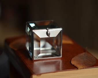 Glass Box, engagement ring box, square ring box, jewelry box, geometric glass box, wedding ring box, ring holder, ring box