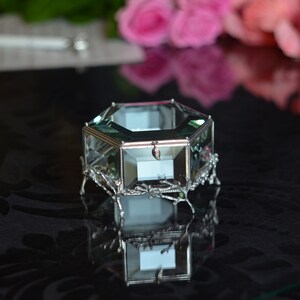 Ring Box,Glass ring box for wedding and engagement, Wedding Ring Box, Glass Jewelry Box,Glass ring holder, Engagement ring box,Hexagonal box image 4