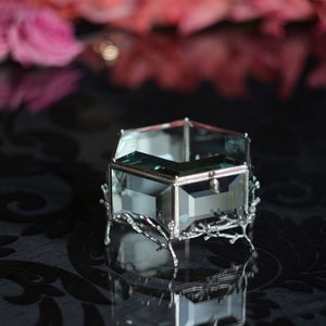 Ring Box,Glass ring box for wedding and engagement, Wedding Ring Box, Glass Jewelry Box,Glass ring holder, Engagement ring box,Hexagonal box image 10