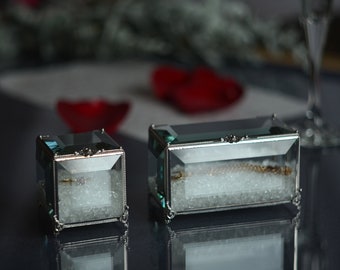 Set of jewelry storage boxes, Set of boxes for wedding rings, Gift set of glass boxes