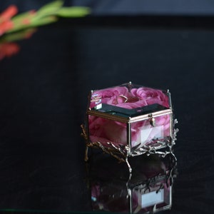 Ring Box,Glass ring box for wedding and engagement, Wedding Ring Box, Glass Jewelry Box,Glass ring holder, Engagement ring box,Hexagonal box image 3