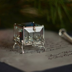 Original Box, Wedding Ring Box, Glass Jewelry Box, Glass ring holder, Engagement ring box, Geometric box, Ring box, Proposal ring box