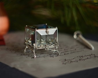 Original Box, Wedding Ring Box, Glass Jewelry Box, Glass ring holder, Engagement ring box, Geometric box, Ring box, Proposal ring box