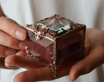 Ring-Box, Ehering-Box, Glas-Schmuck-Box, Glasring-Halter, Verlobungsring-Box, Geometrische Box, Glasring-Box