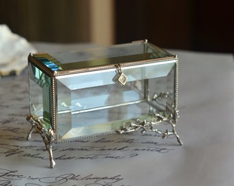 Original Box, Wedding Ring Box, Glass Jewelry Box, Glass ring holder, Glass Box, Geometric box, Exclusive ring box