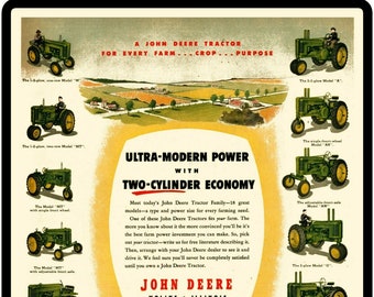 Porcelain Look John Deere Tractors 10/" x 7/" Retro Look Metal Sign
