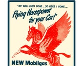 Vintage Look Mobil Gas w Pegasus - Flying Horsepower - New Metal Sign Free Shipping Made in USA LARGE SIZE