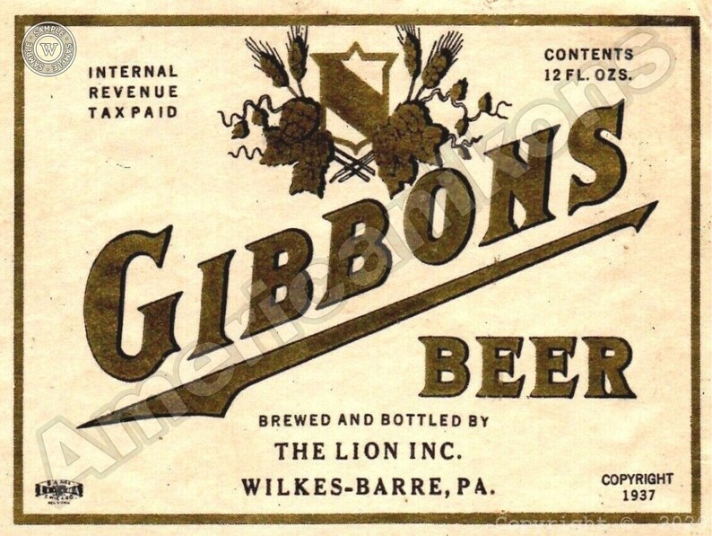 Gibbons Beer of Wilkes Barre Pennsylvania New Metal Sign Etsy