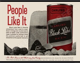 Carling's Black Label Beer of Cleveland, Ohio Vintage Look New Metal Sign: Free Shipping/Made in USA